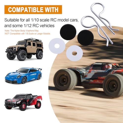 Hobbypark RC Body Clips (100) & Foam Body Washers(100) Nylon Body Washers(25) for Traxxas 1/10 Scale RC Cars Trucks, Replacement of 1834 1815 (Set of 225)