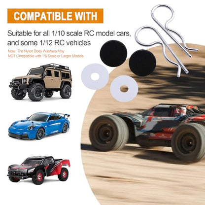Hobbypark RC Body Clips (100) & Foam Body Washers(100) Nylon Body Washers(25) for Traxxas 1/10 Scale RC Cars Trucks, Replacement of 1834 1815 (Set of 225)