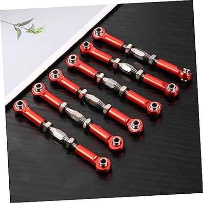 6pcs Adjustable Turnbuckle Rod Linkage Aluminum CNC Machined for Rc Car Easy to Install Scale for Upgrade - color: Red