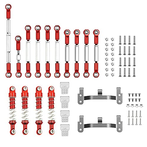 Metal Steering Link Rod Pull Rod Mounts Shock Absorbers Set for C14 C24 C24-1 1/16 RC Car Upgrade Parts,1