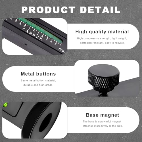 Adjustable Magnetic Gauge Tool, Camber Castor Strut Wheel Alignment Automotive Tire Repair Tool, Wheel Hub Allignment Instrument Magnetic Gauge Tool for Car RV Truck Camber (Black) - color: Black