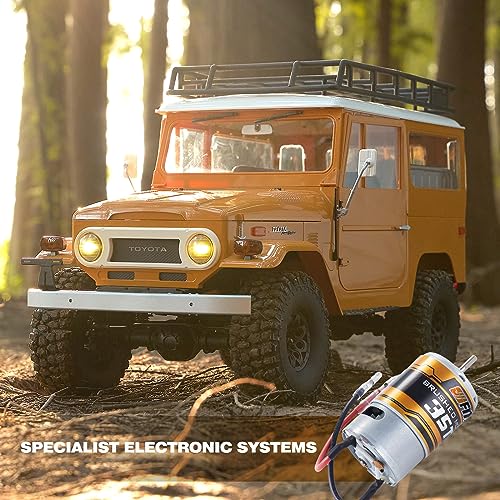 BEEZRC FMS 1/10 RC Crawler FJ40 Toyota Licensed 4WD 2.4G Model Car Hobby 4x4 Rock Crawler Offroad Truck Remote Control Car with Transmitter for Adults (Yellow) FMS11035RSYL - color: Yellow