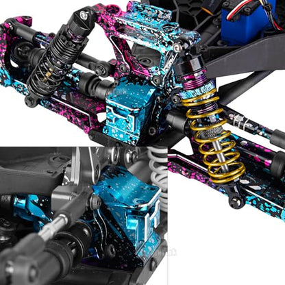Aluminium Transmission Gearbox Upgrades Part for 1/10 Slash/Rustler/Stampede/Jato VXL 4X4 4WD,XO-1,RC Front Rear Gearbox & 37T Differential Gear,#6880#6881,Colorful(Blue Pink Tone) - color: Colorful(blue Pink Tone)- (Upgrades)