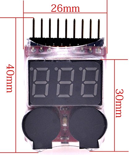 Replacement Part For 4 Pcs X 2 In 1 RC 1-8s Lipo/Li-ion/LiMn/Li-Fe Battery Checker With Low Voltage Buzzer Alarm And LED Indicator