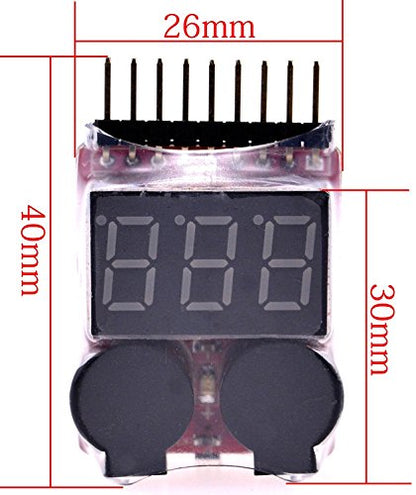 Replacement Part For 4 Pcs X 2 In 1 RC 1-8s Lipo/Li-ion/LiMn/Li-Fe Battery Checker With Low Voltage Buzzer Alarm And LED Indicator