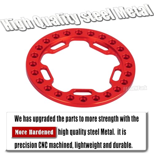 Metal 1.9 Beadlock Wheels Replacement Ring for 1/10 TRX4 SCX10 90046 90047 Crawler RC Car,4Pcs RC 1.9 Beadlock Wheels Replacement Ring,Red - color: Red - (Beadlock Ring)