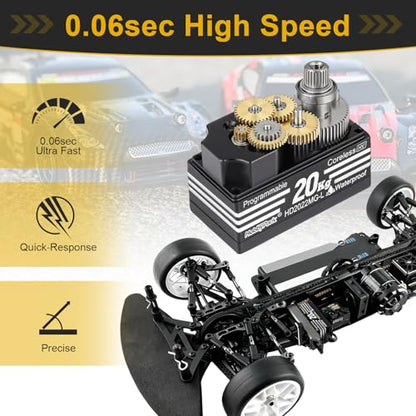 HobbyPark Low Profile Servo 0.06sec Ultra Fast Speed Steering Servo 20kg fit 1/8 1/10 RC Touring Cars Drift for Tamiya TT02 HPI RS4 Kyosho Fazer Mk2 MST Traxxas 4Tec XRAY Yokomo Team Associated Xpress