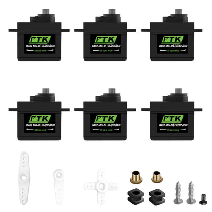 PTK 8482 MG-D 16g Metal Teeth Digital Servo Remote Control Model Airplane Car Steering Fixed Wing HS82MG (6pcs) - style: PTK 8482-6pcs