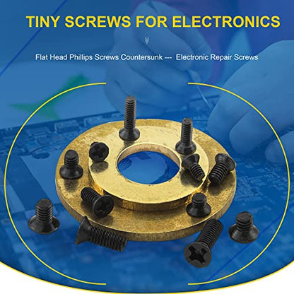 NINDEJIN Laptop Computer Screw Kit, M2 M2.5 M3 Countersunk Flat Head Phillips Mini Screws Set, Replacement Part Electronic Repair Accessories | Computer Replacement Screws, Repair Screws, Computer Notebook Screw, Carbon Steel, for Many Types of Computers,