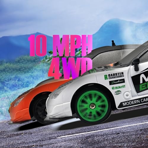 Drift RC Car, 1:24 Scale 2.4Ghz Remote Control Car Toys for Kids | drifting & racing tires, 2 batteries, LED lights, 4 wheels drive, steering trimmer - color: White, size: 1:24 Scale