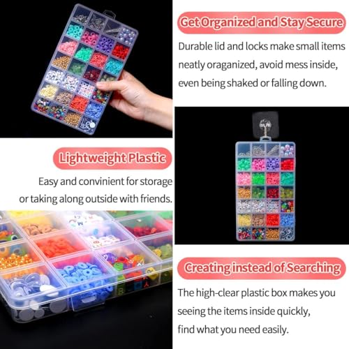 IOOLEEM Bead Organizer Box, 28 Grids 2 Pack Organizer Container Storage | Clear Plastic Dividers for bead arts and crafts for beading & jewelry storage & small items arts and crafts. - size: 28 Grids (2 pack)