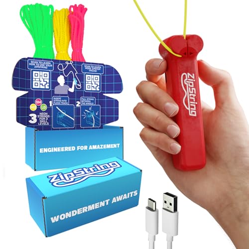 ZipString Original Rope Launcher Toy, Rock'it Red | As Seen on Shark Tank, For Kids & Adults, Fly String Loop in Air, Endless Tricks & Fun - color: Rock'it Red