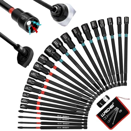 Magnetic Nut Driver Set 23Pcs, Metric 6-15mm & SAE 1/4"-9/16" | 6" Extra Long Impact Bits with Strong Magnet, 1/4" Hex Shank for Drill, for Car Maintenance & Furniture Assembly - size: 23pcs Nut Driver Set