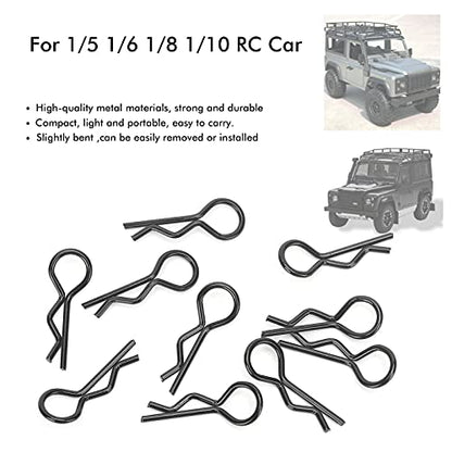 Qiilu Durable RC Body Clips for 1/5 1/6 /8 /10 RC Car - 10Pcs Metal Shell Clip Pins, Teardropshaped Pull Tabs (Black) - color: Black