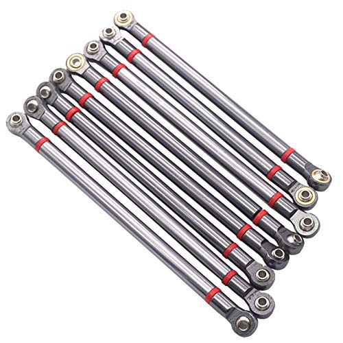 ShareGoo 8Pcs Aluminum Alloy 313MM Wheelbase Link Rod Chassis Linkage Compatible with Axial SCX10 90022 90027 90028 1/10 RC Car Crawler