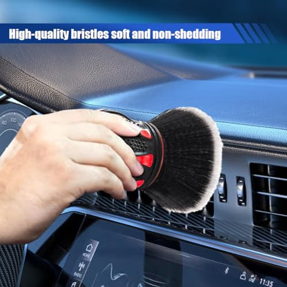 Car Detailing Brush, Ultra Soft Bristles XL Synthetic Brush Car Beauty Tools with Storage Rack, Auto Interior Cleaning Tool for Dashboard, Vents, Covers Large Area Inside and Outside Vehicles (Red) - color: Red