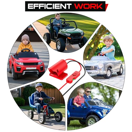Upgraded Battery Adapter Compatible for Milwaukee 12V Battery | All-in-One Switch & Fuse Design, Power Ride Wheel Adapter Converter Kit for Ride-On Toys, 14 Gauge with Wire Terminals - color: red 12v