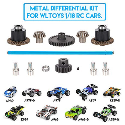 GoolRC RC Car Metal Differential Kit - 38T & 17T Differential Gears, Drive Shaft, Steering Hub for WLtoys A949/A959/A969/A979/K929/A959-B/A969-B/A979-B/K929-B RC Car