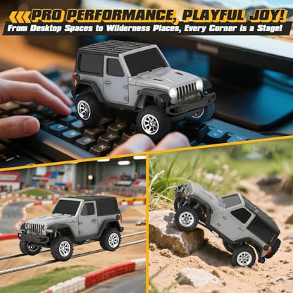 [2026 Upgrade 1/36 Mini RC Crawler, 4WD Micro Off Road Truck | Gray Micro RC Crawler, 1/36 RC Crawler Mini RC Truck Toys for Ages 8-14, Birthday Gifts for Boys Girls, RTR 2.4GHz - color: Gray