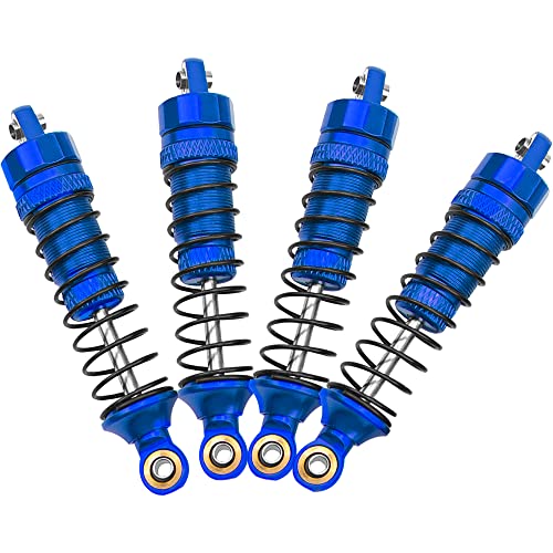 Aluminum Front & Rear Shocks Absorber Dampers Suspension Shocks #7660 7665 Compatible with Traxxas 1/18 LaTrax Teton Desert Prerunner RC Car (Blue) - color: Blue