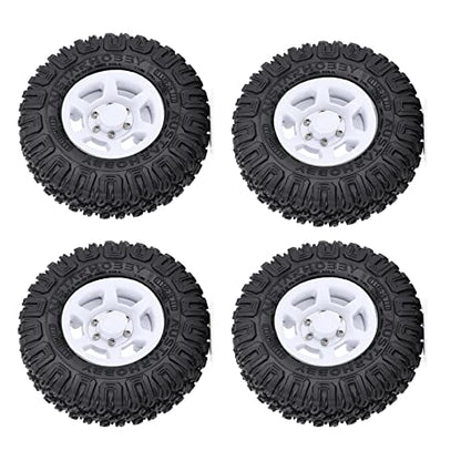 4PCS 1.55inch Tyres Beadlock Plastic Wheel Rims Hub Rubber Tires Set Compatible with 1:10 RC Crawler Axial AX90069 D90 TF2 Tamiya CC01 LC70 MST JIMNY (White) - color: White-85mm