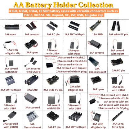 10 Pcs AA Battery Holder 1 Cell with Cover/ON Off Switch/Wire Leads, 1xAA Battery Case for Technology Production Toy Models Accessory DIY - size: 1AA covered