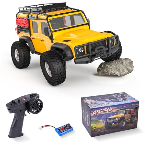 Cheerwing 1:18 Rock Crawler 2.4Ghz Car 4WD Off Road RC Monster Truck with Two-Speed Gearbox Hobby RC Car for Adults (Yellow) - color: Yellow