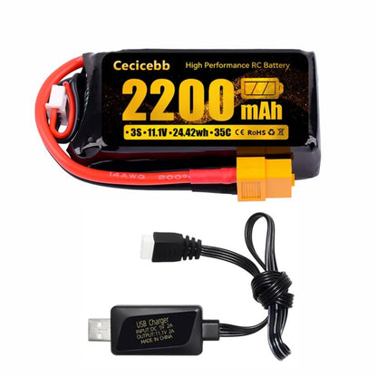 3S Lipo Battery 35C 2200mAh 11.1V Shorty Pack Battery with XT60 Connector for Airplane RC Quadcopter Helicopter FPV Drone RC Car Truck RC Vehicles 1 Pack with Charger