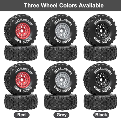 1/7 RC Short Course Truck Tires 1/8 Monster Truck Tires, 4PCS, Grey | Compatible with ARRMA 1/7 Mojave 6S ARRMA 1/8 Mojave 4S TRAXXAS 1/7 UDR 6S RC Buggy Upgrades - color: Black Tires+ Grey Wheels