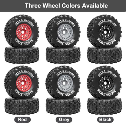 1/7 RC Short Course Truck Tires 1/8 Monster Truck Tires, 4PCS, Grey | Compatible with ARRMA 1/7 Mojave 6S ARRMA 1/8 Mojave 4S TRAXXAS 1/7 UDR 6S RC Buggy Upgrades - color: Black Tires+ Grey Wheels