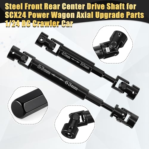 Skylety 7PCS RC Upgrade Kit Compatible with Axial SCX24 1/24 Crawler, 40mm Oil Filled Shock Absorbers, Brass Skid Plate, Steel Drive Shaft, Heavy Counterweight Chassis Parts