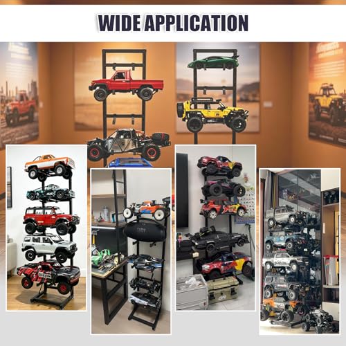RC Car Stand Display Rack, Universal RC Model Display Shelf, Adjustable RC Car Show Stand for 1/6 1/10 1/12 1/18 1/24 FCX10 FCX24 FCX18 SCX24 SCX18 SCX10 Scale Cars Trucks