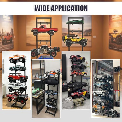 RC Car Stand Display Rack, Universal RC Model Display Shelf, Adjustable RC Car Show Stand for 1/6 1/10 1/12 1/18 1/24 FCX10 FCX24 FCX18 SCX24 SCX18 SCX10 Scale Cars Trucks