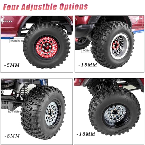 RC Wide 1.57'' (40mm) 2.2 Beadlock Wheels for SCX10 Capra Wraith Ryft / TRX4 AMG 6x6 / Gen8 Everest Gen 7 Pro,Adjustable 4 Offsets Rims,4Pack,Titanium w/Black - color: Titanium W/ Black(4pcs)