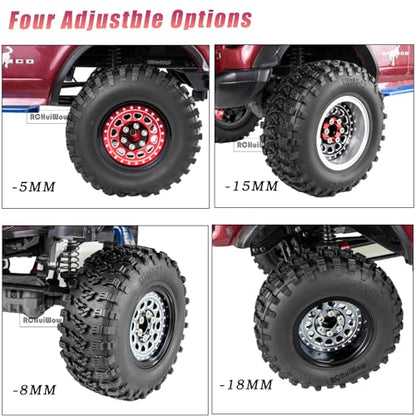 RC Wide 1.57'' (40mm) 2.2 Beadlock Wheels for SCX10 Capra Wraith Ryft / TRX4 AMG 6x6 / Gen8 Everest Gen 7 Pro,Adjustable 4 Offsets Rims,4Pack,Red w/Black - color: Red W/ Black(4pcs)