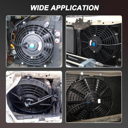JDMSPEED New 14'' Inch Universal Slim Pull Push Racing Electric Radiator Fan Engine Cooling - color: Black, size: 14 Inch
