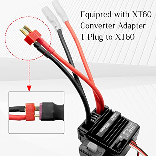 OGRC 550 21T Brushed Motor and 80A ESC Set with T-XT60 Converter Adaptor | 1/10 RC Crawler Motor, 21T Brushed 550 Motor for Traxxas TRX4 Axial SCX10 Redcat Gen7 Gen8, T Plug - style: 21T