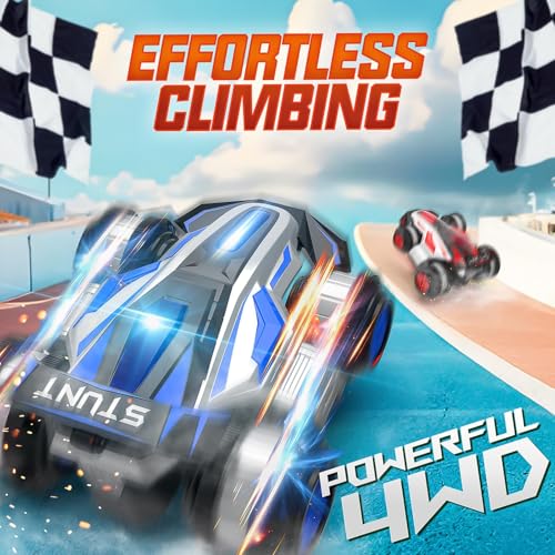 4WD 360° RC Stunt Car Lights Music, rc car Toys Gift for 6-12 Kids | Stunt RC car does 360° rotation, upright walking & 4-wheel rollover drift, with lights music, ideal gift for 6-12 boys girls - color: Red
