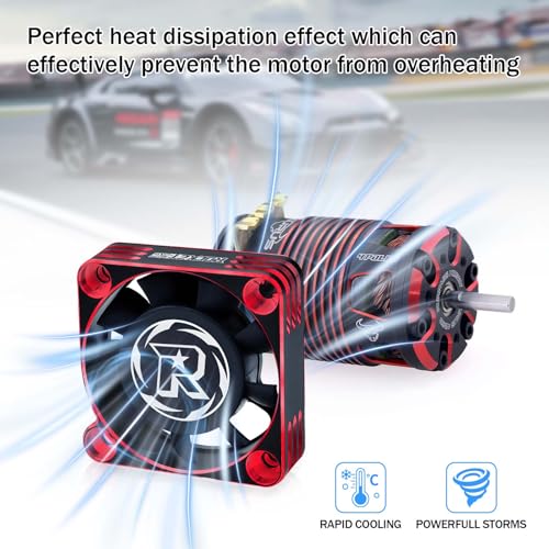 2Pack Rc Cooling Fan,1600RPM RC Motor Fan 40x40mm RC Fans for 1/8 1/10 Car Brushless Motor (Black Red) - style: 2Pack Black Red