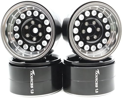 RC 1.9 Inch Beadlock Wheels Negative Offsets 10mm Rims Hex 12mm Aluminum Wheel for TRX4 TRX6 SCX10 Gen8 1/10 RC Crawler Remote Control Car Upgrades Accessories 4pcs (Black & Silver) YK1906 - color: Black & Silver