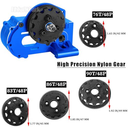 RC Upgrades Part for 1/10 Slash/Rustler/Stampede/Bandit 2WD (VXL) Drag Slash/Bigfoot,Transmission Gearbox & 48P Gear & Slipper Clutch Kit Pressure Plate & Complete Differential,Navy Blue - color: Navy Blue - (Upgrades Gearbox)