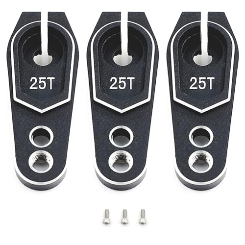 Aluminum 25T Servo Horn for 1/8 1/10 RC Off Road Crawler Drift (Silver) | Servo Arm Compatible with Futaba Savox Power HD HSP Servos Motor,CNC Machined,High Strength,Precision Fit - color: 3 Black Silver Packs