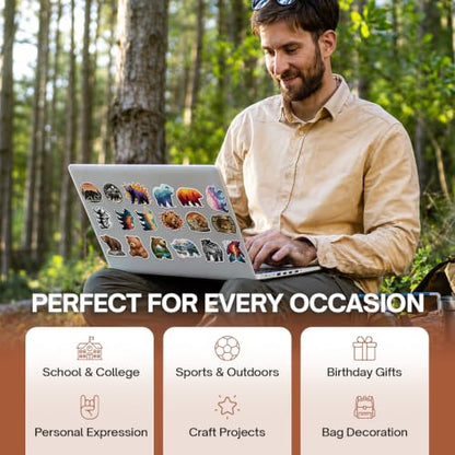 Premium 200 Pcs Funny Grizzly Bear Stickers - 200 Unique Designs | Waterproof Vinyl Grizzly Bear Sticker for Water Bottles, Laptops, Phone Cases, Scrapbooks, Journals, Skateboards, Bear Lovers - color: Funny Grizzly Bear Stickers, size: 200 Pcs