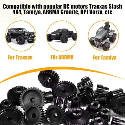 3-Pack Steel Metal 0.8M 5mm Pinion Motor Gear Sets 23T Compatible with HPI Kyosho Losi Axial Tamiya 1/8 1/10 RC Car Monster Truck Buggy, 0.8 Module Gear for Traxxsa Arrma - style: 3Pcs 23T