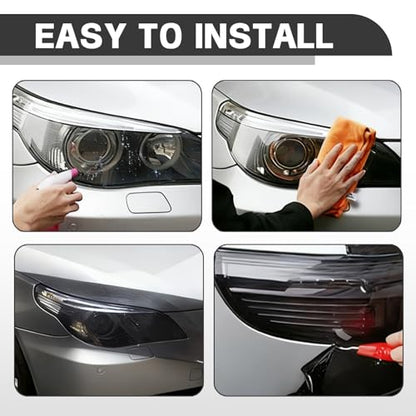 Car Lamp Film 12 X 48inch Cuttable and Stretchability, Non-Marking Self-Adhesive Decals Car Decor, Car Headlight Taillight Fog Lamp Packaging Protective Film, Black - color: Black