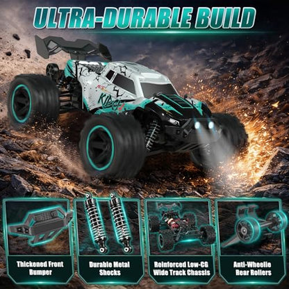 1/14 Fast RC Cars for Adults and Boys, 50 KPH 4WD Offroad RC Truck | All Terrain High Speed Hobby Remote Control Car, 60 Mins Runtime,2 Rechargeable Batteries