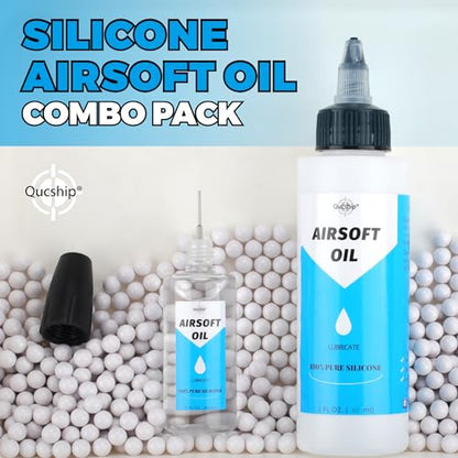 100% Silicone Airsoft Gun Oil & Air Chamber Lube, 2 oz + 1 oz Oiler Kit | CO2 & Airgun Care, Low-Viscosity Fast-Spreading Formula, Protects O-Rings & Seals, for PCP, Spring-Piston, Valves & Nozzles - size: 2+1oz