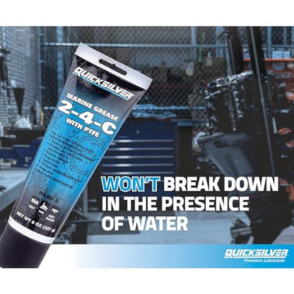 Quicksilver 802859Q1 2-4-C Marine Grease with Teflon, Multi-Purpose Marine Lubricant – 8 oz. Tube - style: 8oz. Tube
