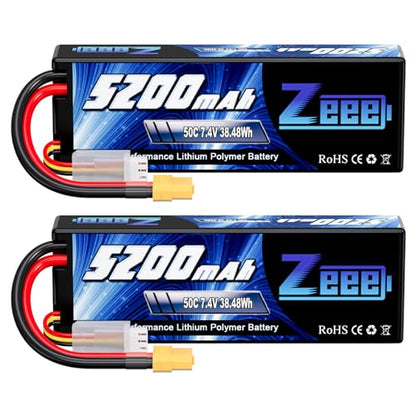 Zeee 2S Lipo Battery 7.4V 5200mAh 50C Battery with XT60 Plug (2 Pack)
