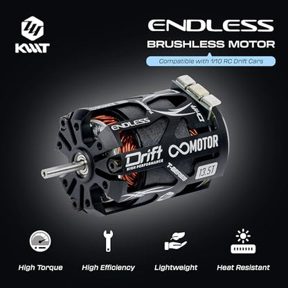 KWTRC Endless 540 Brushless Motor, High-Torque & High-Efficiency RC Motor, Heat-Resistant, Lightweight Design, Compatible with 1/10 RC Drift Cars, Race Cars (13.5T) - style: 13.5T